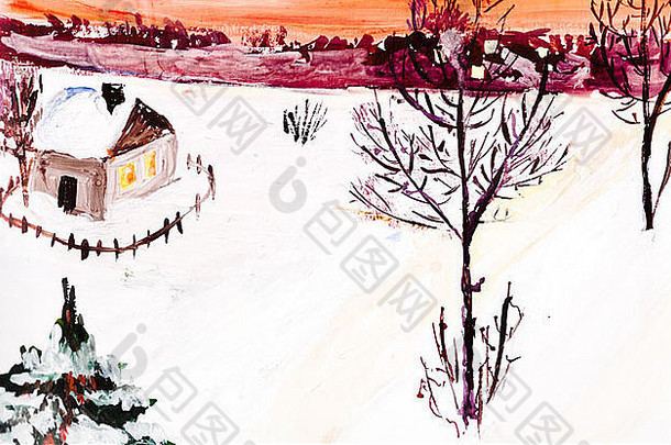 蔡尔兹绘画冬天国家晚上景观
