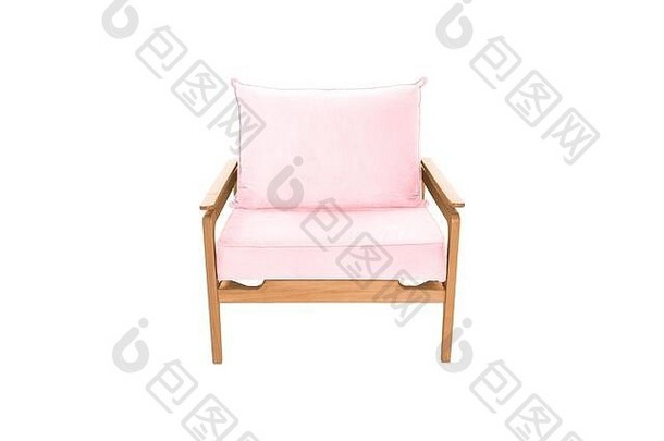 红色扶手椅。白色背景的现代设计师座椅。纹理椅子。