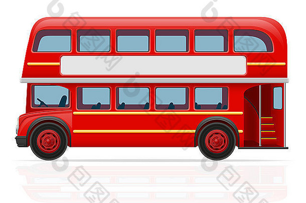 伦敦红色的公共汽车插图孤立的白色背景