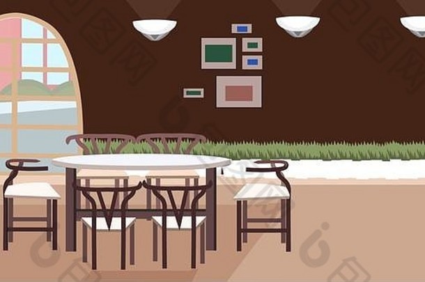 现代咖啡馆空人餐厅表格椅子咖啡商店室内平水平