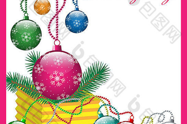 圣诞装饰球悬挂和圣诞树枝盒。