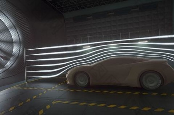 虚构的体育车建模创建计算机辅助设计软件概念上的原型内部空气动力学隧道