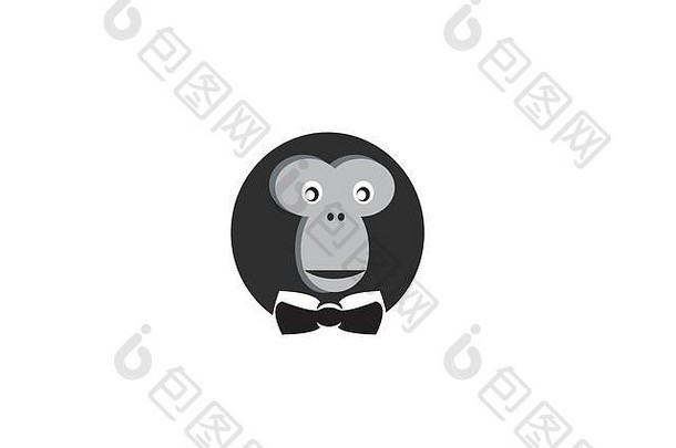 猴子头脸微笑领带标志设计