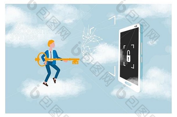 解锁个人数据云存储用户密码概念字符云智能手机关键