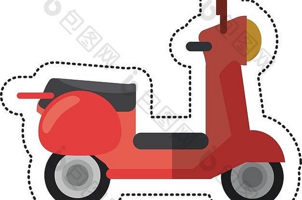 红色踏板车运输车辆图像