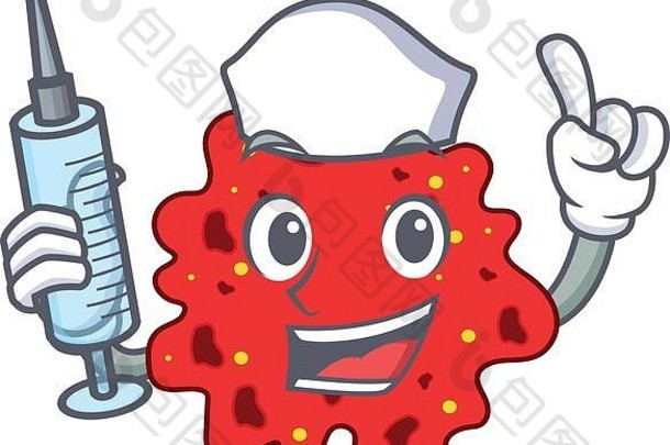 不错的护士链球菌肺炎吉祥物设计概念注射器