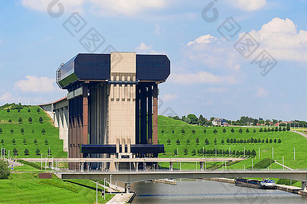 运河中心Strepy-Thieu船电梯埃诺省比利时