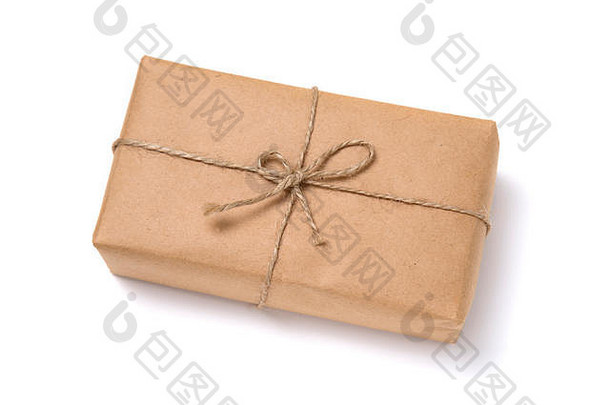 圣诞节礼物盒子包装卡夫纸孤立的白色背景