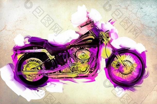 摩托车插图颜色隔离艺术