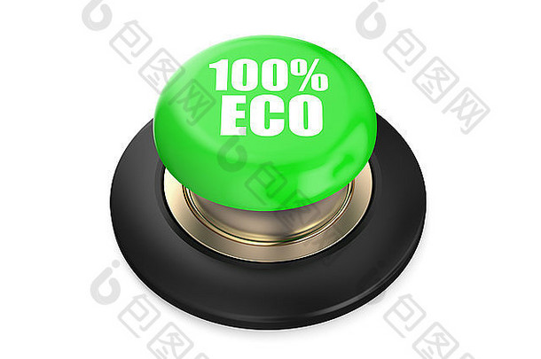 百分比生态绿色按钮孤立的白色背景