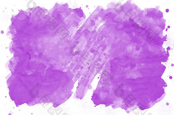 水彩背景对比点明亮的紫色的油漆摘要图像画水彩油漆白色纸风景优美的艺术抽象