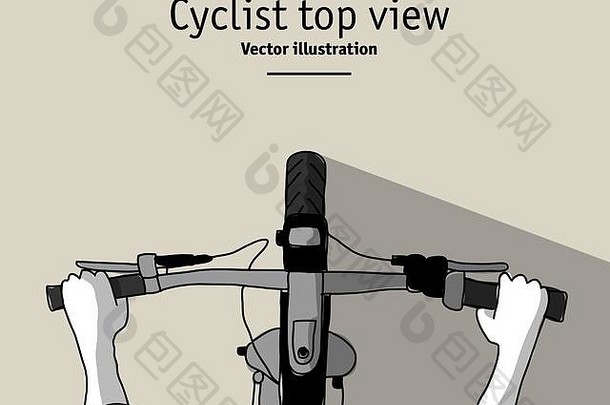 自行车手和自行车手俯视图duotone
