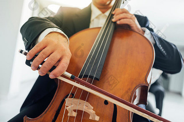 专业大提琴玩家的手关闭认不出来人