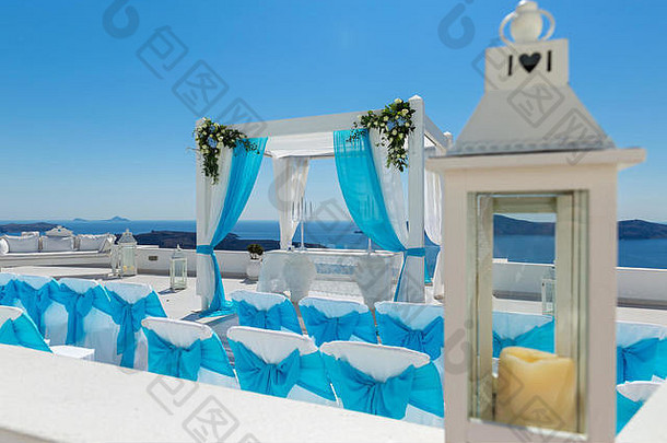 希腊圣托里尼岛的婚礼装饰场所