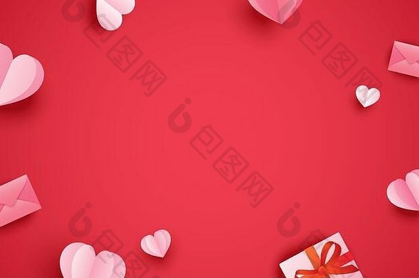 快乐情人节一天问候卡片纸心红色的柔和的背景