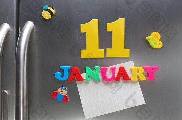 1月日历日期使塑料磁信持有请注意图纸通过冰箱