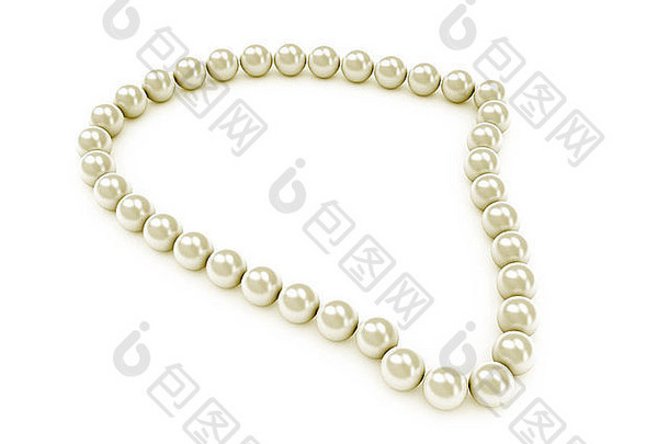珍珠的项链白色背景电脑生成的图像