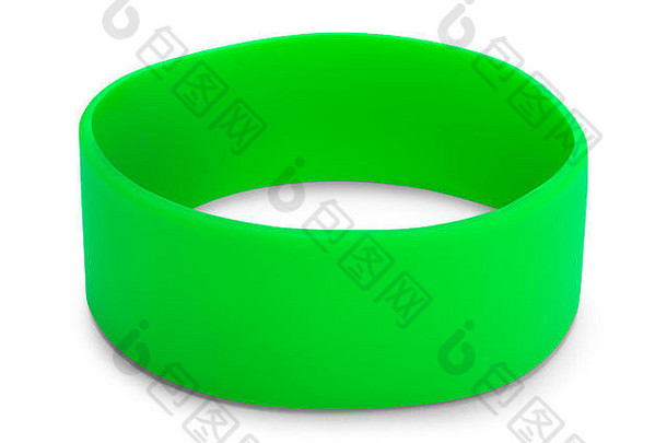 大绿色橡胶手镯复制空间孤立的白色<strong>背景</strong>
