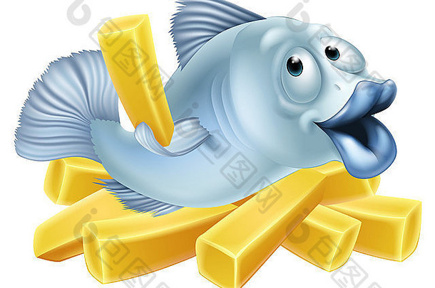 鱼芯片插图快乐鱼字符说谎芯片法国薯条持有