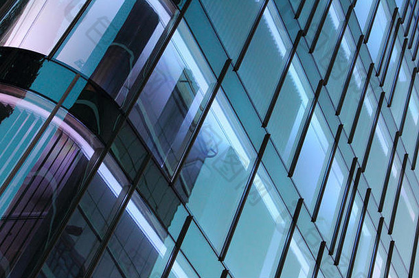 抽象蓝色玻璃现代办公楼背景