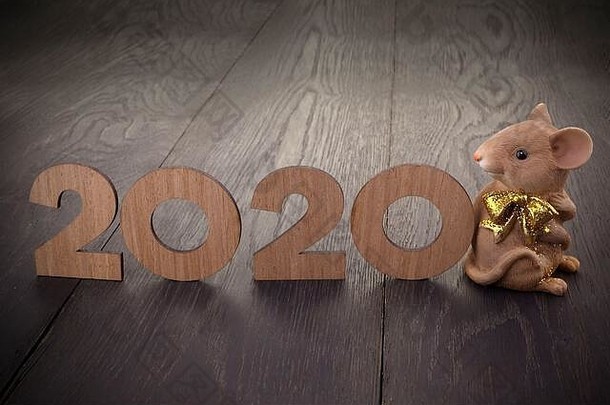 2020鼠年。贺年卡2020年与鼠。