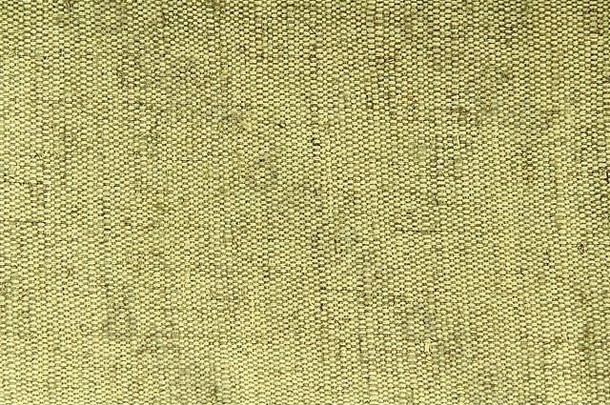 棕色绿色亚麻织物，用于壁纸设计。棕色织棉布背景纹理。