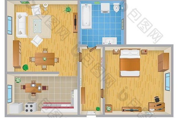 详细的公寓平面图