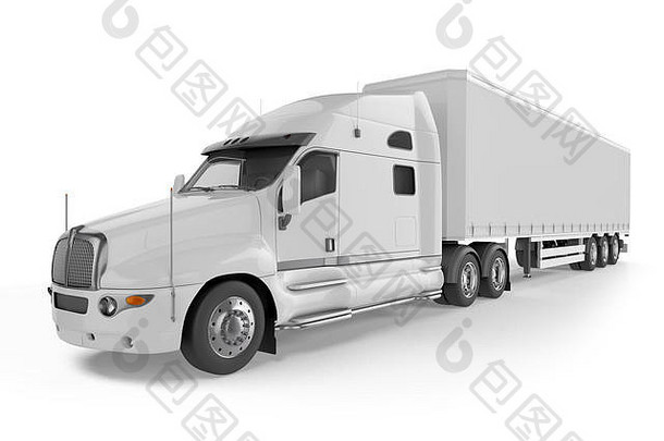 大卡车预告片白色背景软阴影模拟插图