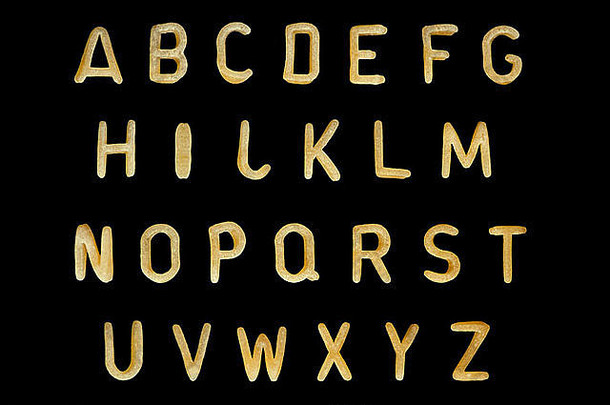 字母汤意大利面字体。排版字符使孩子们食物
