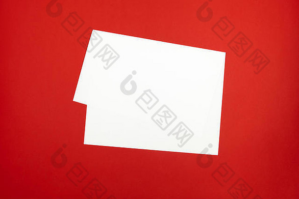 空白纸表明亮的红色的背景前视图你白色纸铺设生动的彩色的表格前
