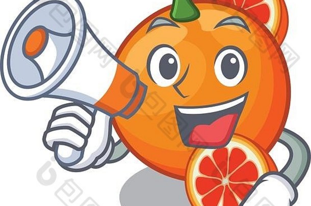 扩音器血橙色吉祥物水果篮子