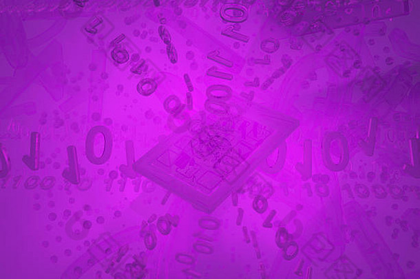 虚拟数字摘要插图紫色的光小设备形状广场