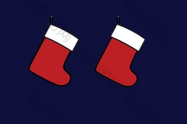 深色背景的圣诞礼物袜子