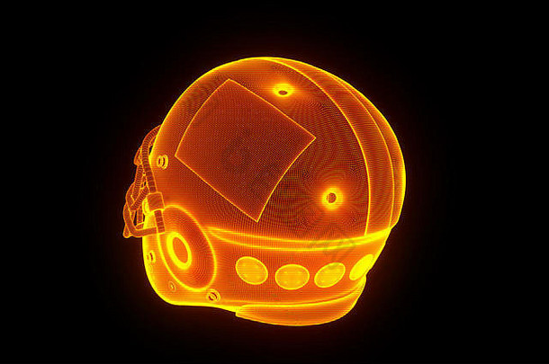 全息线框式足球头盔。漂亮的3D渲染