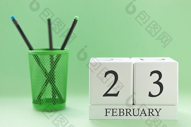 2月23日两个立方体的桌面日历