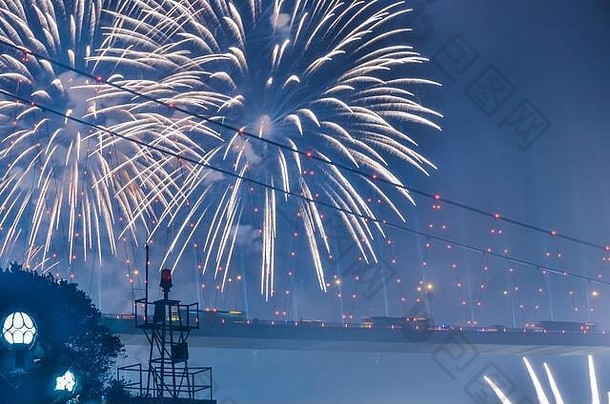 土耳其共和国在博斯普鲁斯海峡的<strong>周年庆</strong>典。