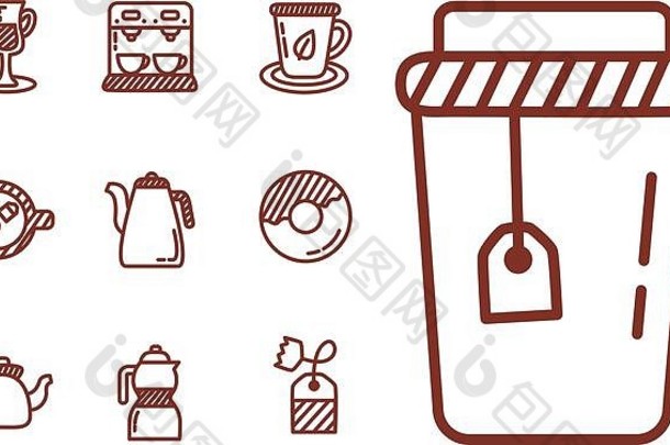 一束咖啡和茶系列风格图标