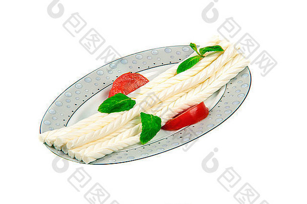 螺旋奶酪土耳其orgu奶酪菜孤立的白色背景
