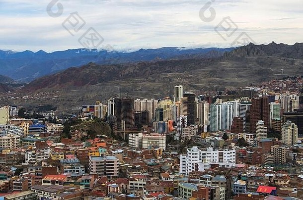 paz)空中视图玻利维亚paz)世界最高资本景观paz)