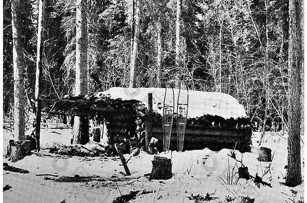首次出版于1917年捕猎者营地猎人狩猎阿拉斯加1917年小屋雪冬