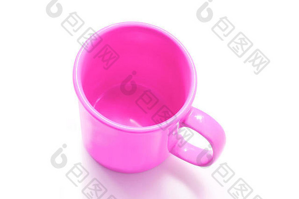 粉红色的杯子白色背景