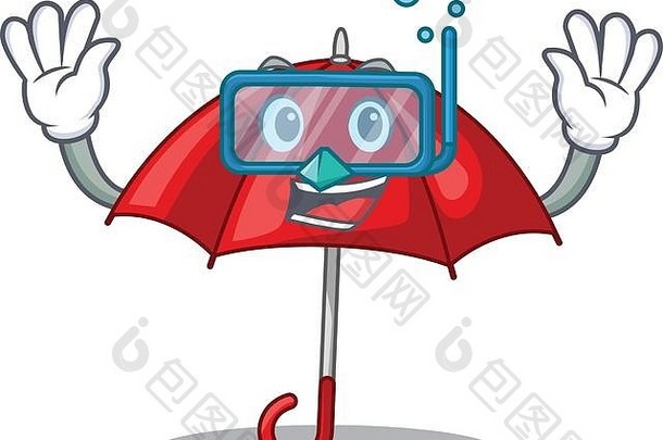 潜水红色的雨伞孤立的吉祥物