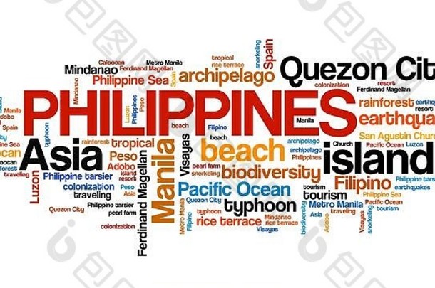 菲律宾标签云插图国家词拼贴画
