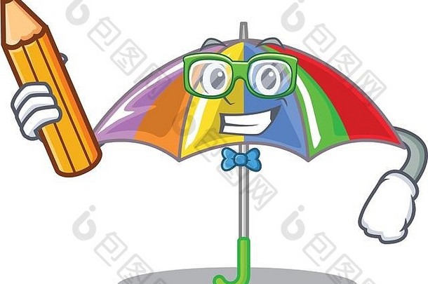 学生们把彩虹伞孤立在吉祥物上