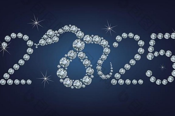 2025年新年快乐创意贺卡用蛇做成了很多钻石