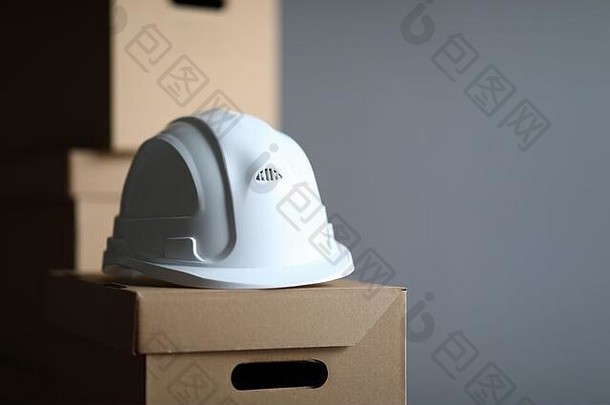 纸板盒子谎言白色保护头盔构建器