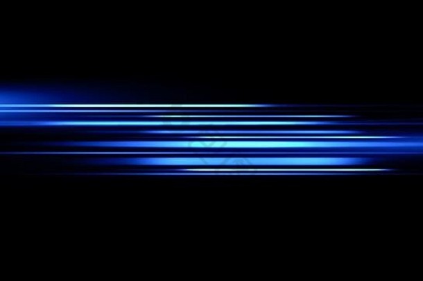 未来科技发光的模糊光蓝色的条纹运动背景魔法移动快行