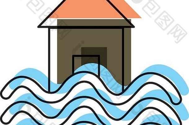 移动颜色房子水洪水自然Demage