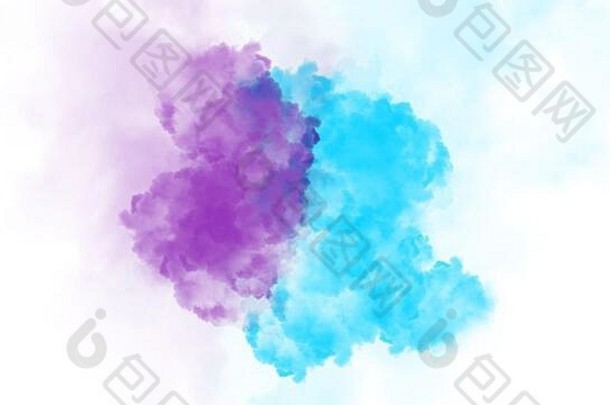 干冰爆炸彩色紫色和蓝色烟雾背景。文本或空间的抽象纹理。