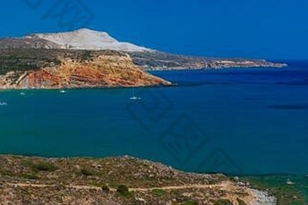 米洛斯岛岛海岸线基克拉迪群岛岛屿希腊